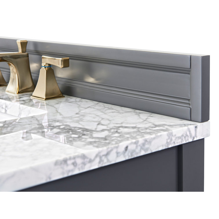 Adeline 36'' Sapphire Gray Wood Bathroom Vanity with Marble Top