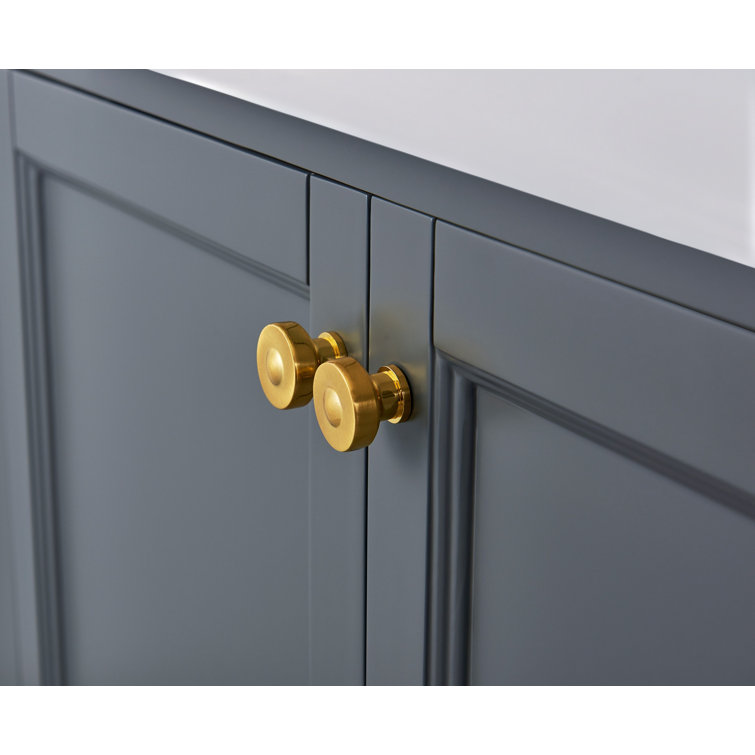 Adeline 36'' Sapphire Gray Wood Bathroom Vanity with Marble Top