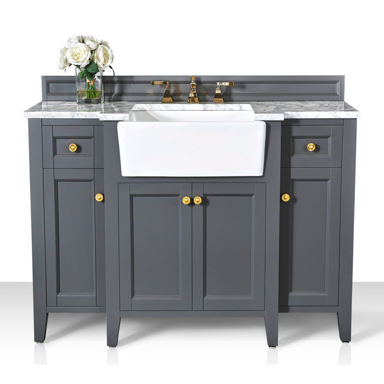 Adeline 48'' Gray Vanity with Marble Top and Gold Hardware