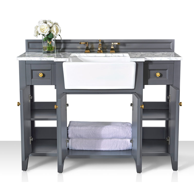 Adeline 48'' Gray Vanity with Marble Top and Gold Hardware