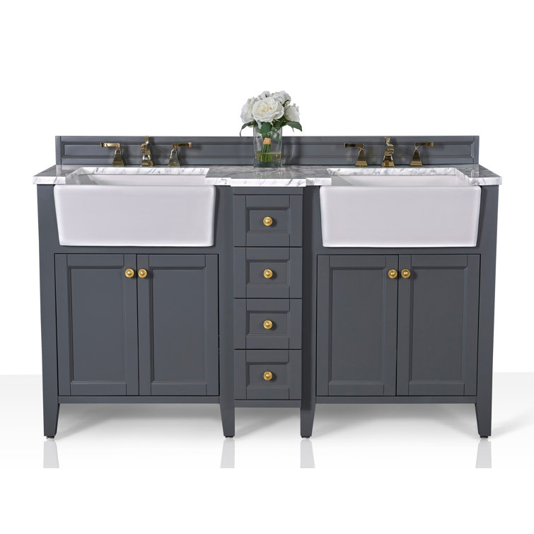 Adeline 60'' Sapphire Gray Double Bathroom Vanity with Marble Top