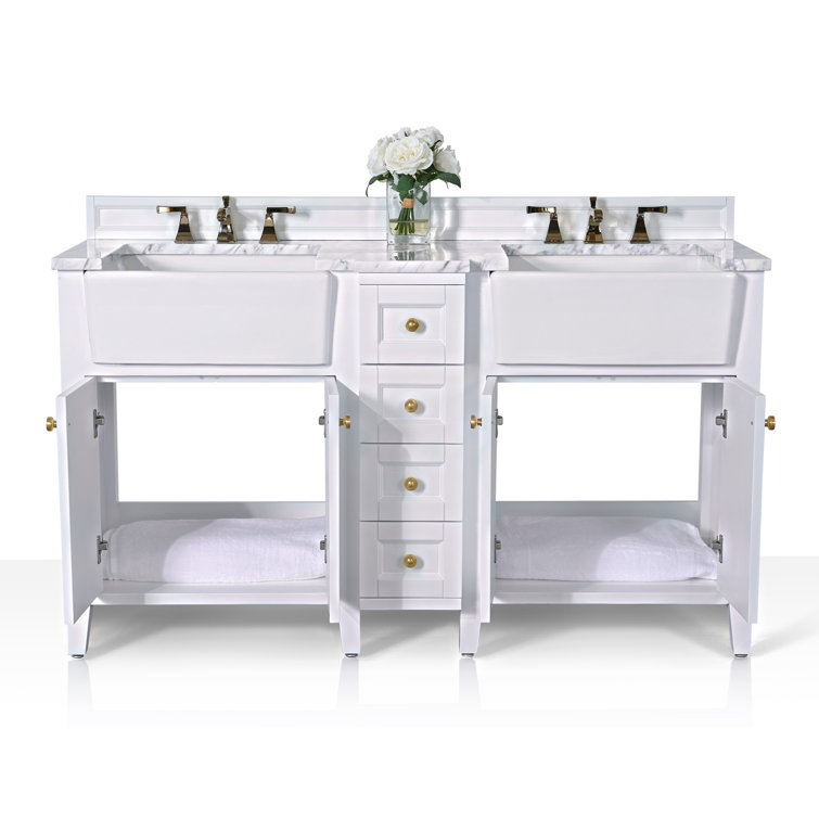 Adeline 60'' White Double Farmhouse Wood Vanity