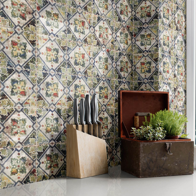 Angela Harris Multicolor 8x8 Polished Ceramic Wall Tile