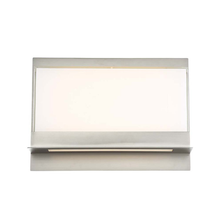 Luminous Satin Nickel 2-Light LED Sconce with White Mitered Glass