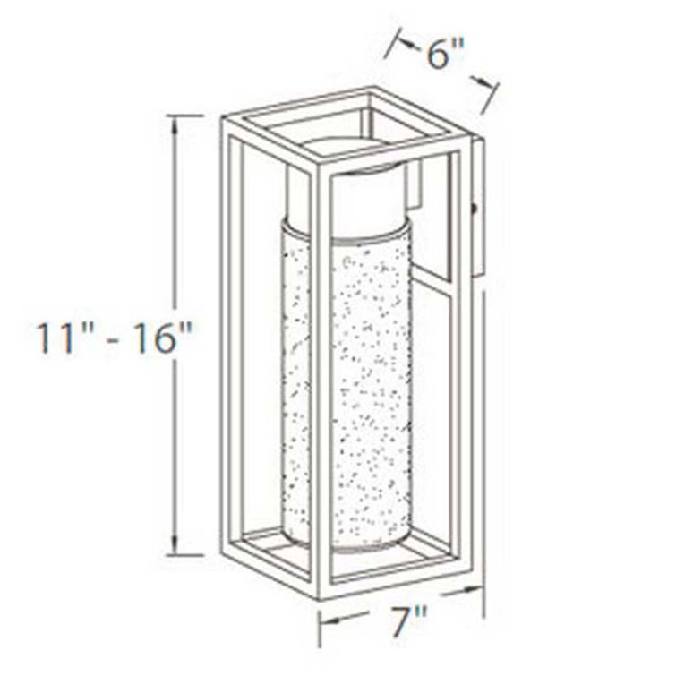 Sleek Black 16'' LED Outdoor Wall Light with Clear Seeded Crystal