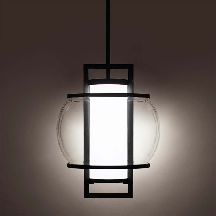 Lucid Black Orb LED Pendant with Mouth-Blown Opal Glass