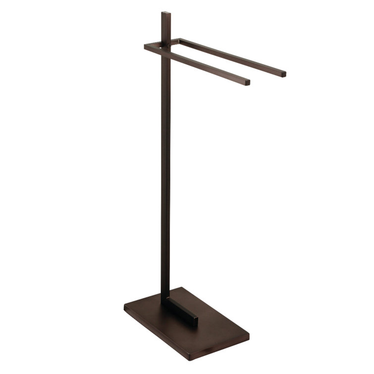 Modern Oil Rubbed Bronze Dual Towel Rack with Weighted Base