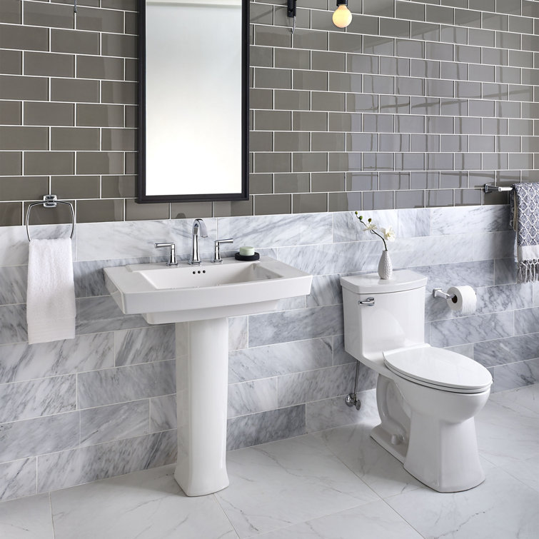 Townsend White Ceramic Rectangular Pedestal Bathroom Sink
