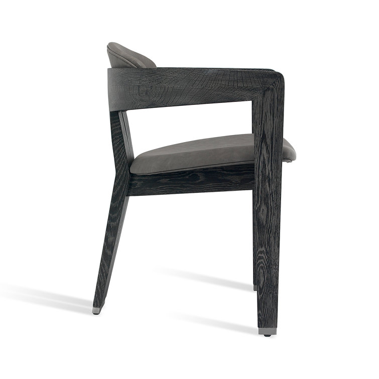 Charcoal Ceruse Wood Frame Faux Leather Upholstered Arm Chair
