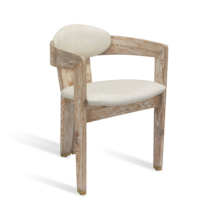 Whitewash Oak Faux Leather Upholstered Arm Chair