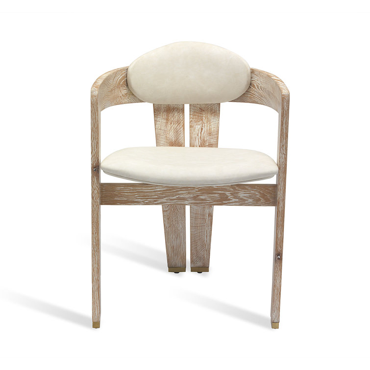 Whitewash Oak Faux Leather Upholstered Arm Chair
