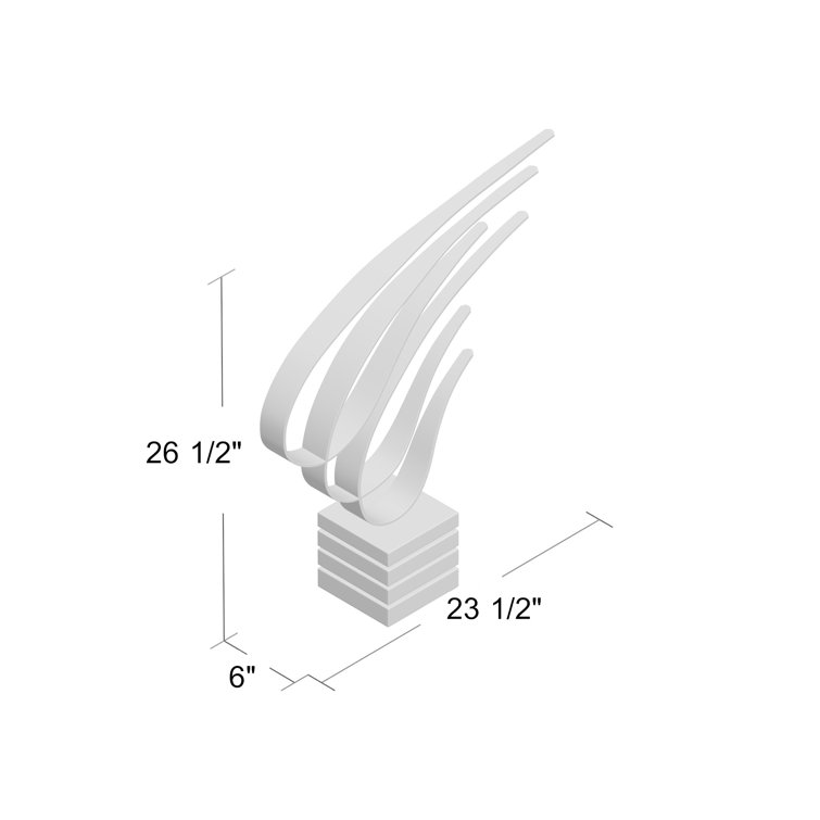 Nickel Finish Metal Swoosh Sculpture with Marble Base