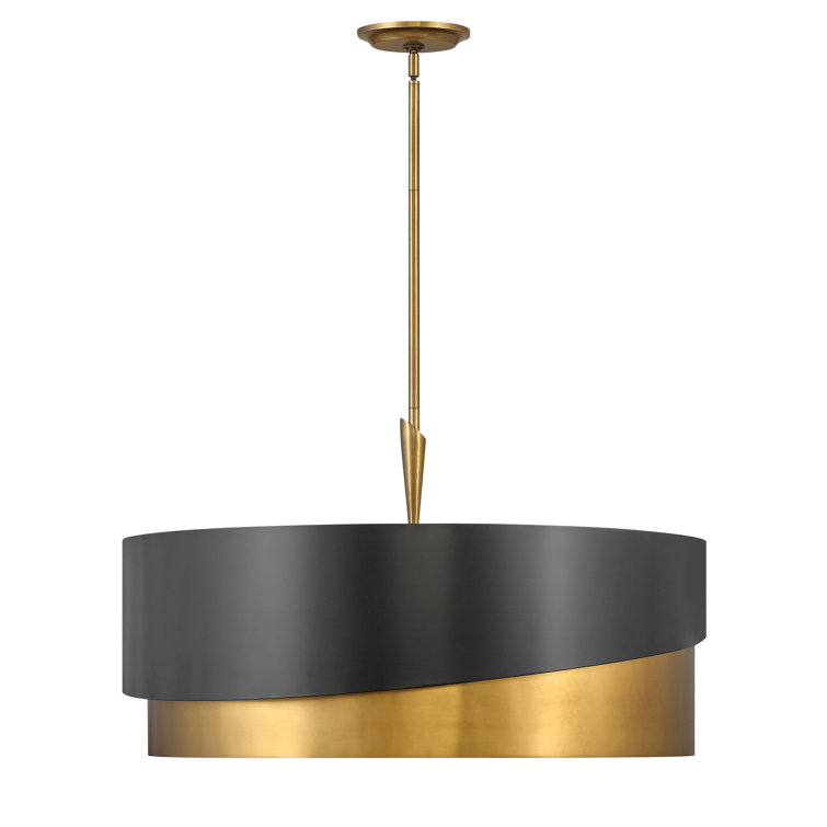 Heritage Brass & Satin Black LED 8-Light Drum Chandelier