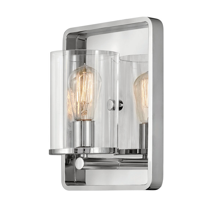 Eton Dark Walnut and Polished Nickel Modern Cylinder Sconce