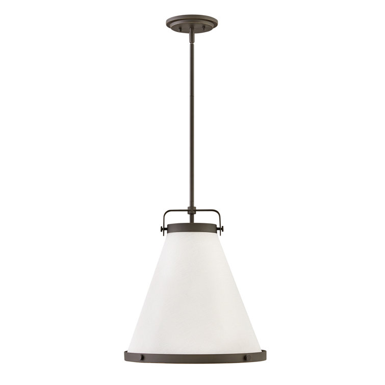 Black Transitional LED Pendant with Off-White Shade