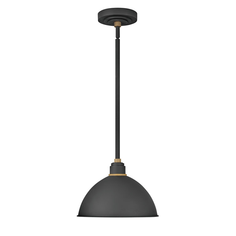 Textured Black and Brass 12" Aluminum Pendant Light
