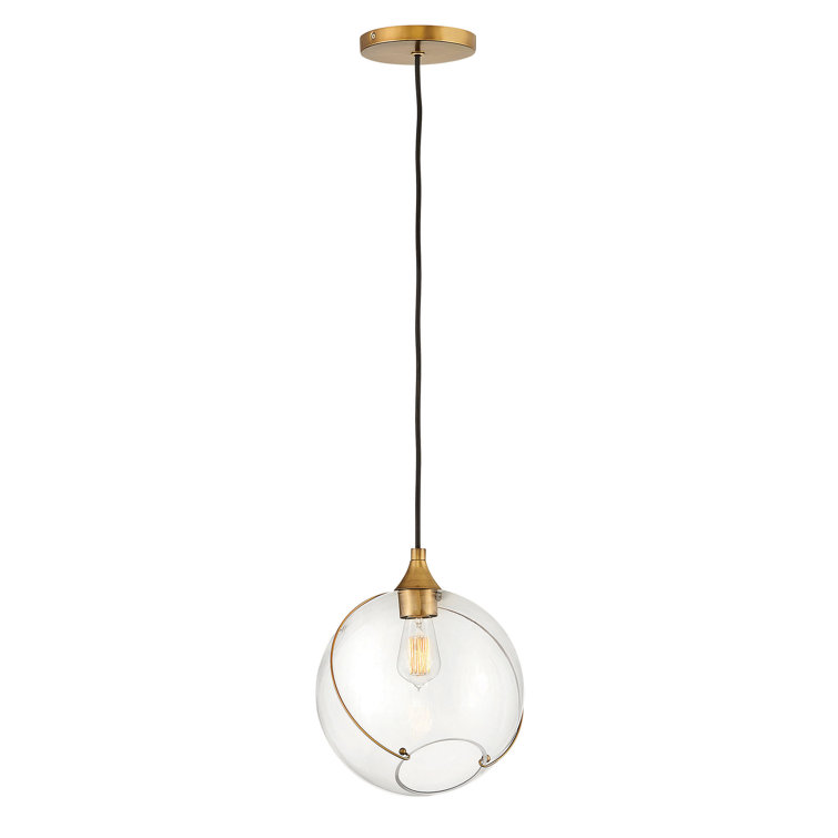 Heritage Brass Globe Pendant with Clear Glass Shade