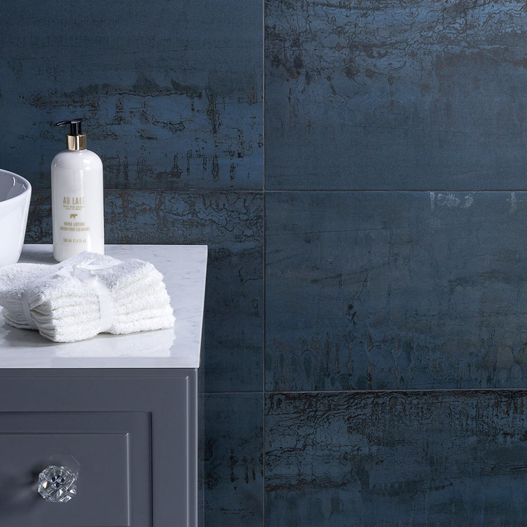 Blue 12x24 Matte Porcelain Metal Look Tile