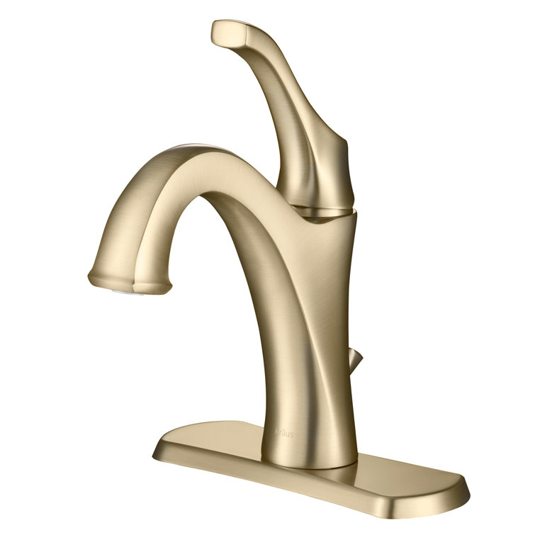 Arlo Brushed Gold Single Handle Bathroom Faucet with Lift Rod Drain