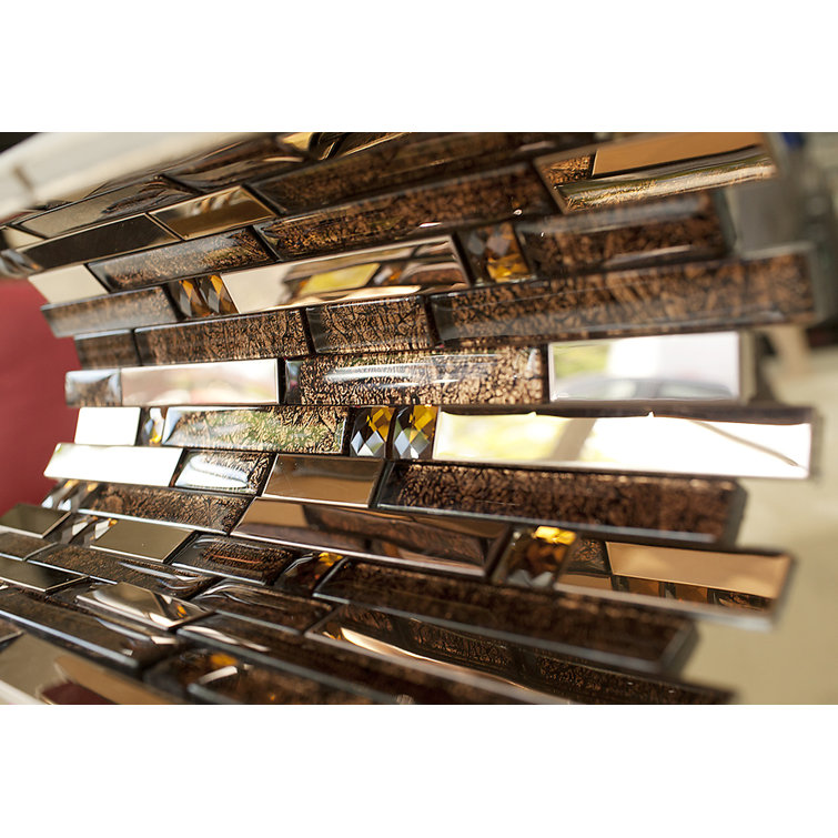 Brown Glass Micro-Beveled Linear Mosaic Wall Tile