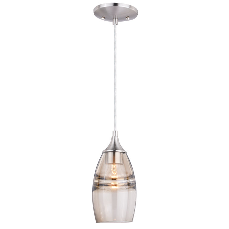Satin Nickel Glass Mini Pendant Light with LED