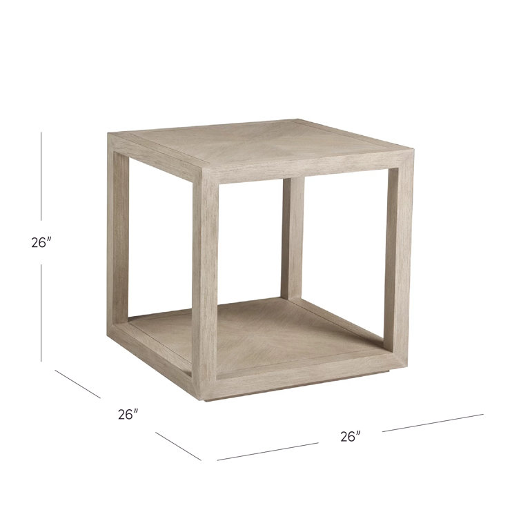 Bianco Beige Wood Square End Table with Shelf