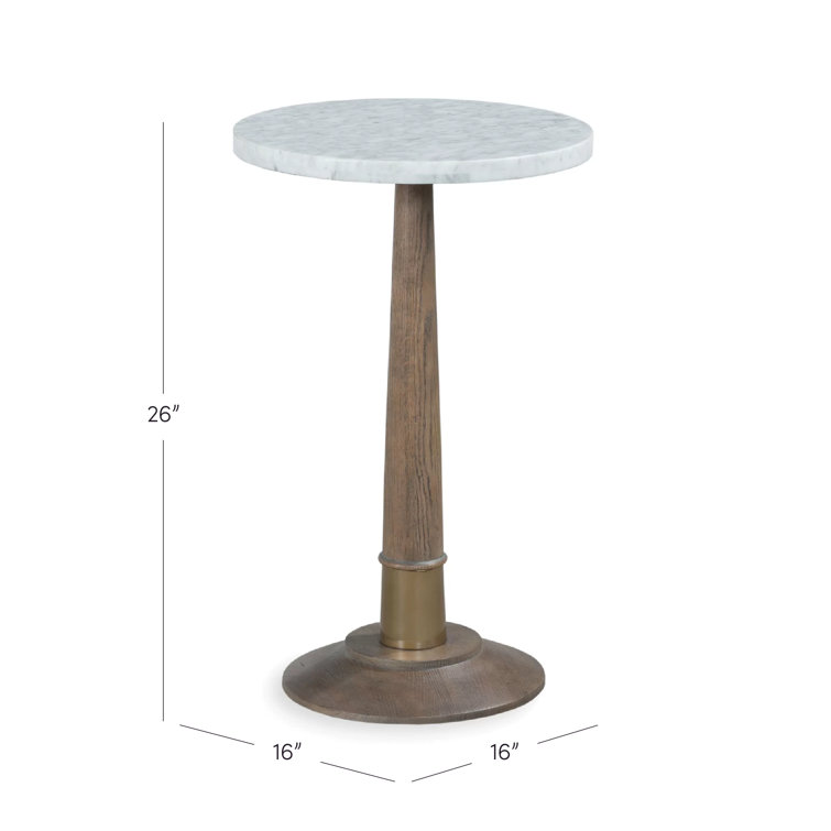 Provence Round Marble Top Pedestal Table with Oak Base