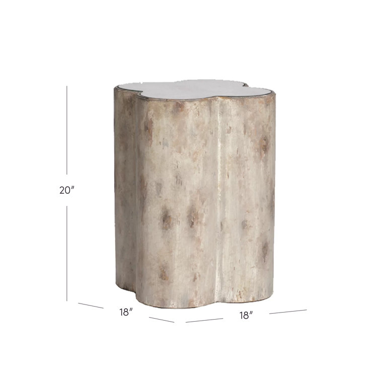 Cassandra Dove Distressed Quatrefoil Mirrored End Table
