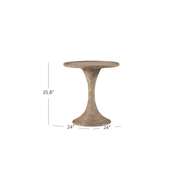 Gloria Round Antique Gold and Silver Leaf End Table