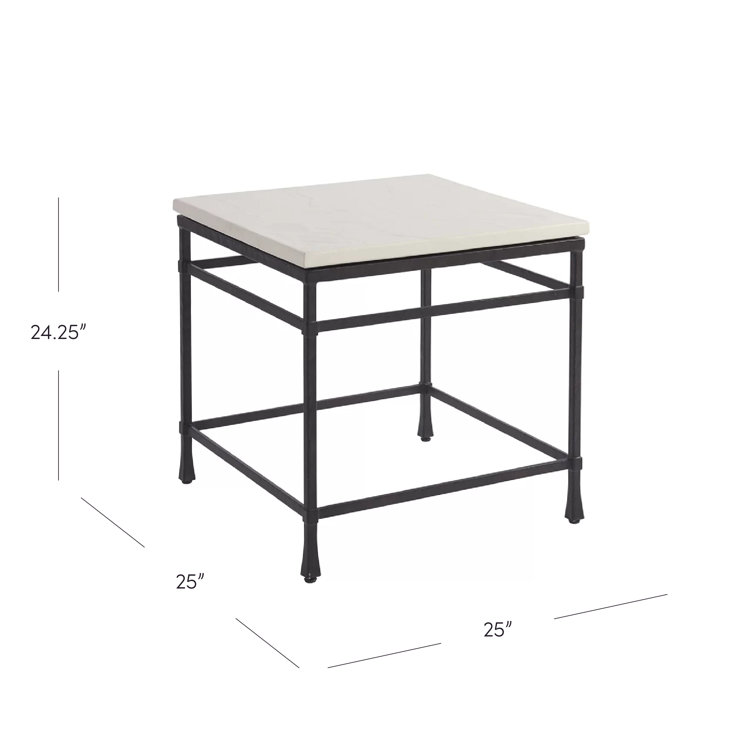 Transitional Newport 25" Black and White Stone End Table