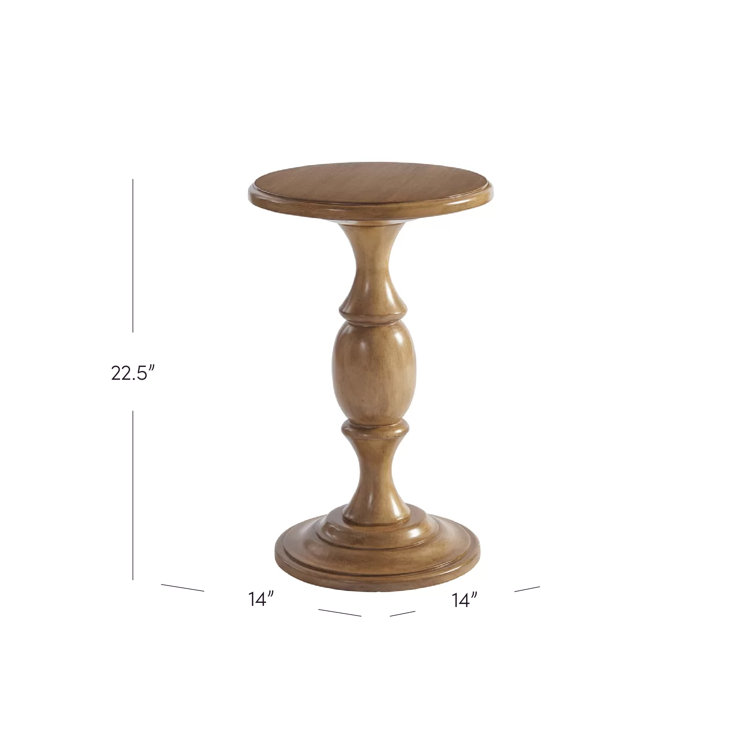 Transitional Newport 14'' Round Wood & Glass End Table in Sandstone
