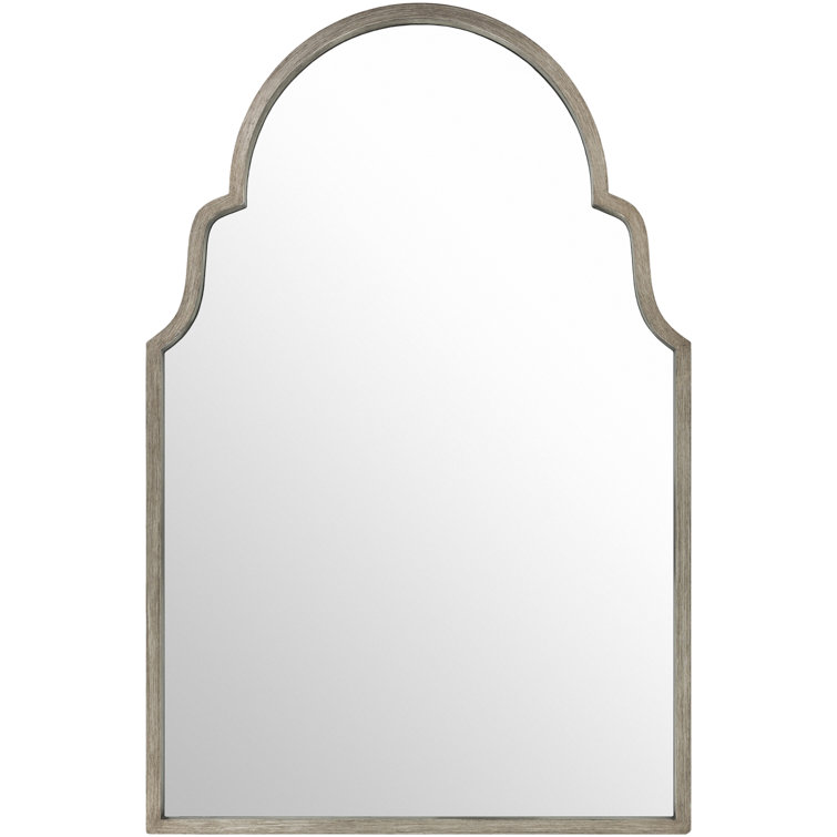 Crowned Top Antique Silver and Gold Wood Wall Mirror