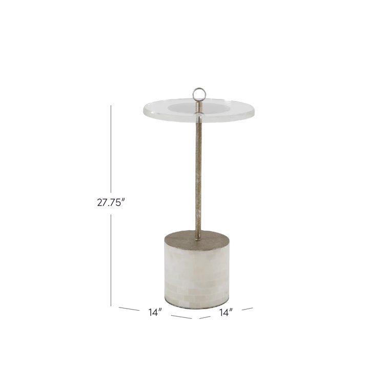 Gray Alabaster and Lucite Round End Table