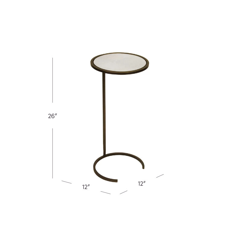 Bronze Round Metal and Glass Mirrored End Table