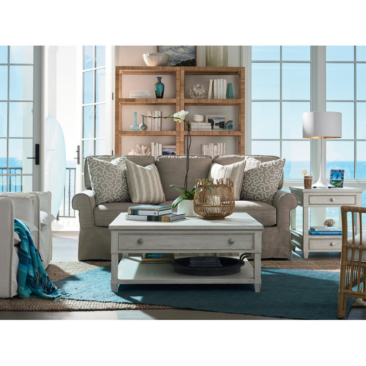 Coastal Cream 42" Square Wood Lift-Top Coffee Table with Storage