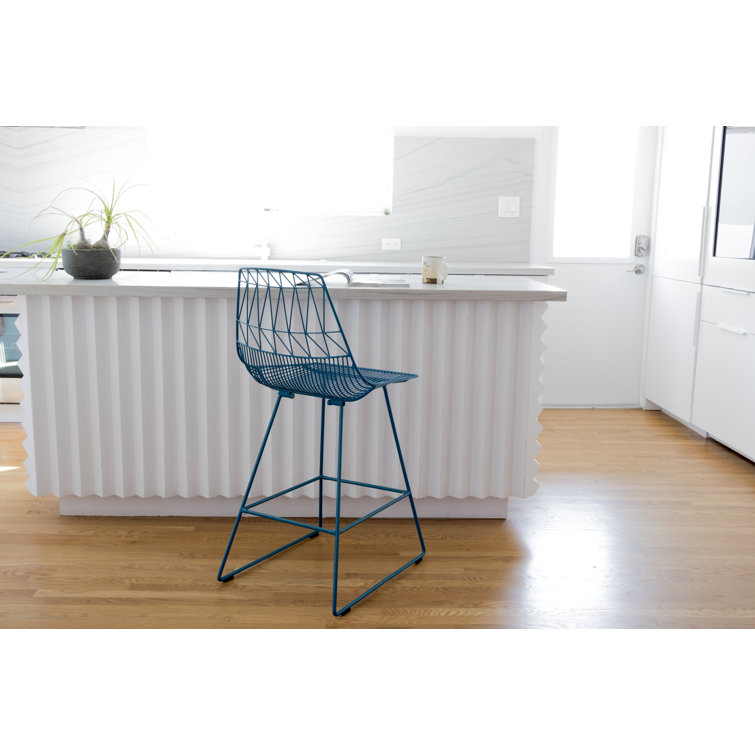 Saddle Style Orange Metal Leather Bar Stool, 30 in