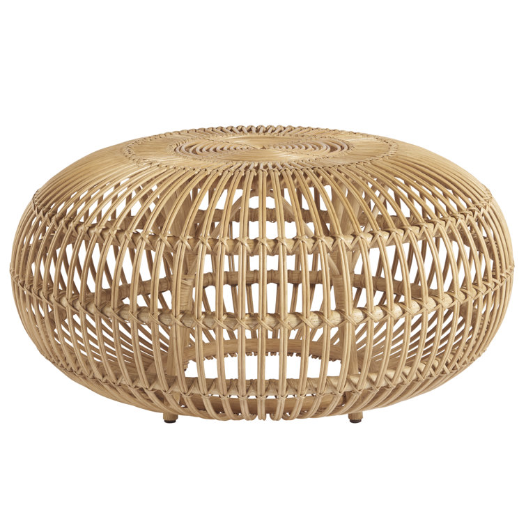 Coastal Charm Round Rattan Coffee Table, 36" Brown