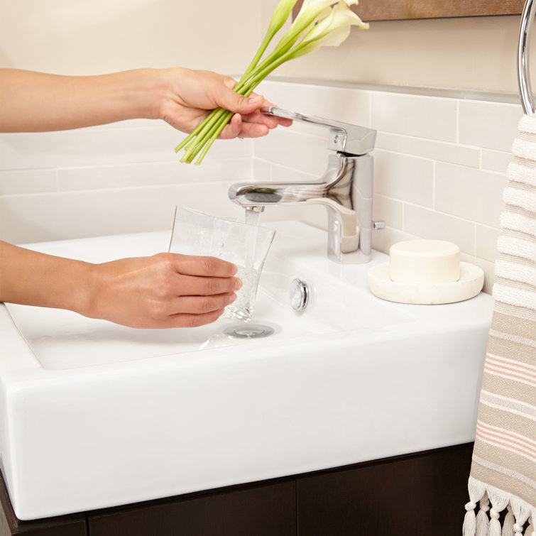 American Standard White Ceramic Rectangular Vessel Sink with Overflow