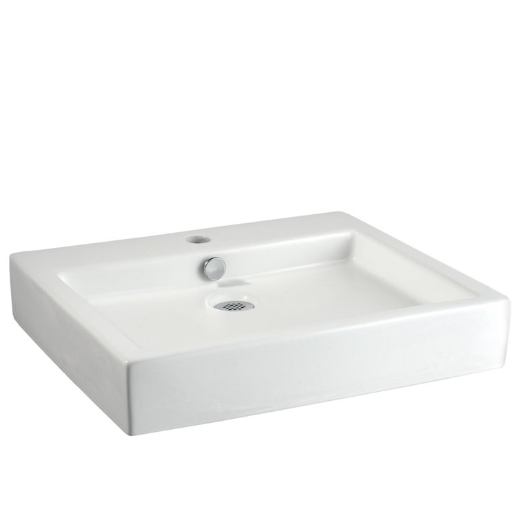 American Standard White Ceramic Rectangular Vessel Sink with Overflow