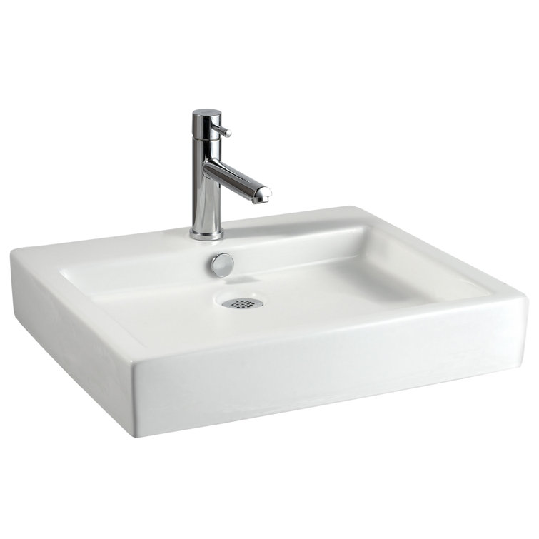 American Standard White Ceramic Rectangular Vessel Sink with Overflow