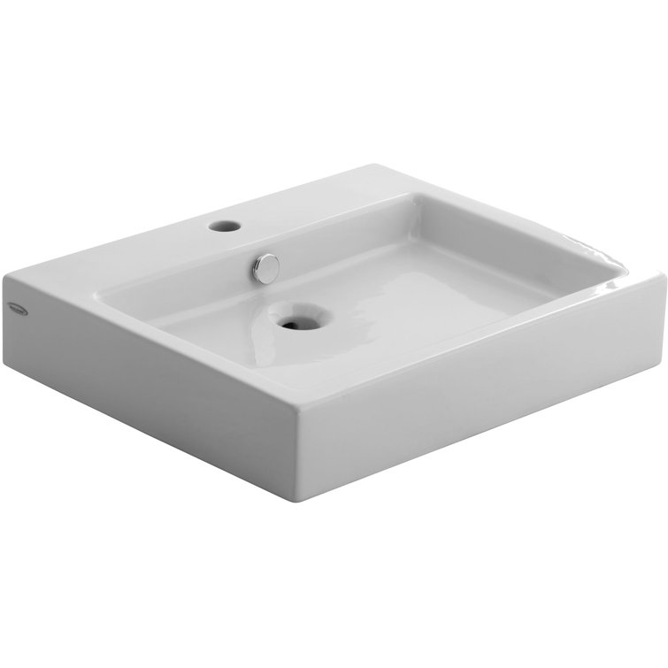American Standard White Ceramic Rectangular Vessel Sink with Overflow
