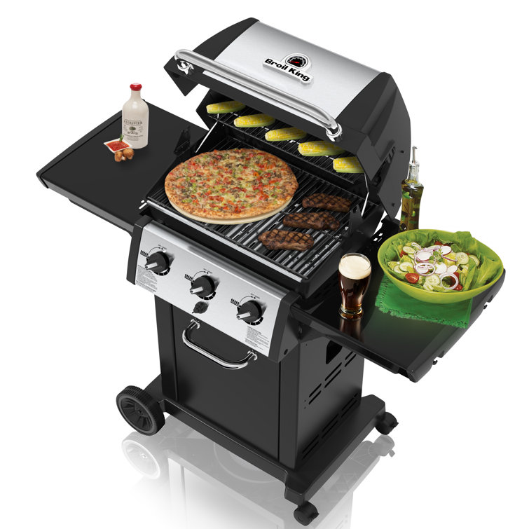 Stainless Steel 3-Burner Propane Gas Grill with Rotisserie