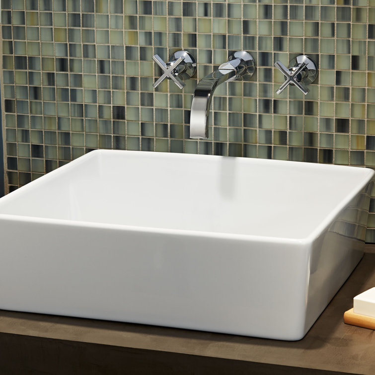 Loft White Ceramic Rectangular Above-Counter Vessel Sink