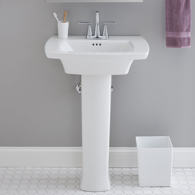 Edgemere 19.5'' White Ceramic Rectangular Pedestal Bathroom Sink