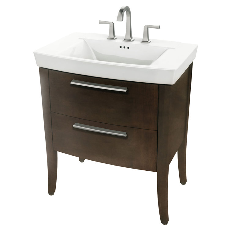 White Fireclay 30'' Rectangular Pedestal Bathroom Sink