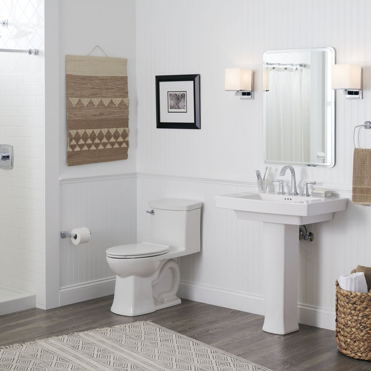 White Fireclay 30'' Rectangular Pedestal Bathroom Sink