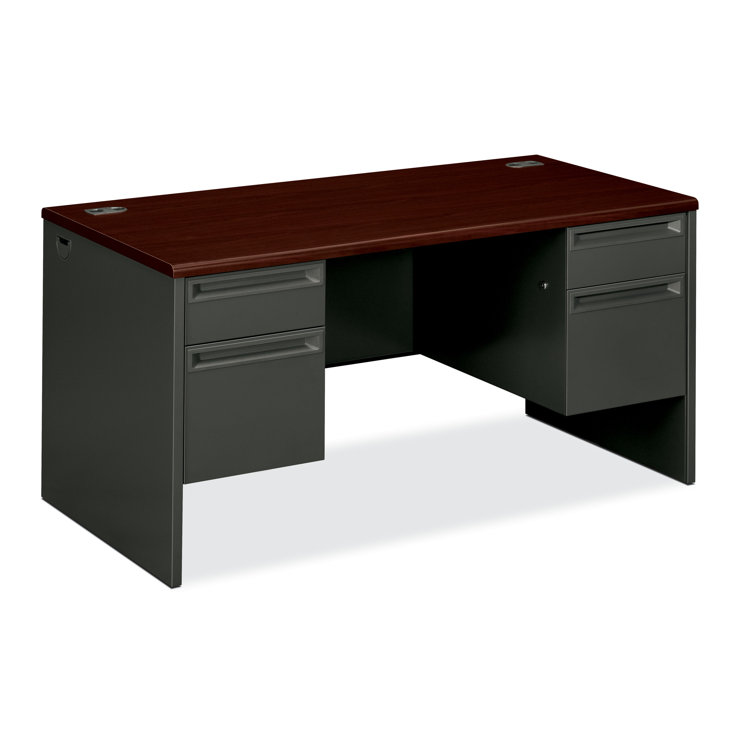 Executive Mahogany Charcoal Desk with Filing Cabinet and Drawer