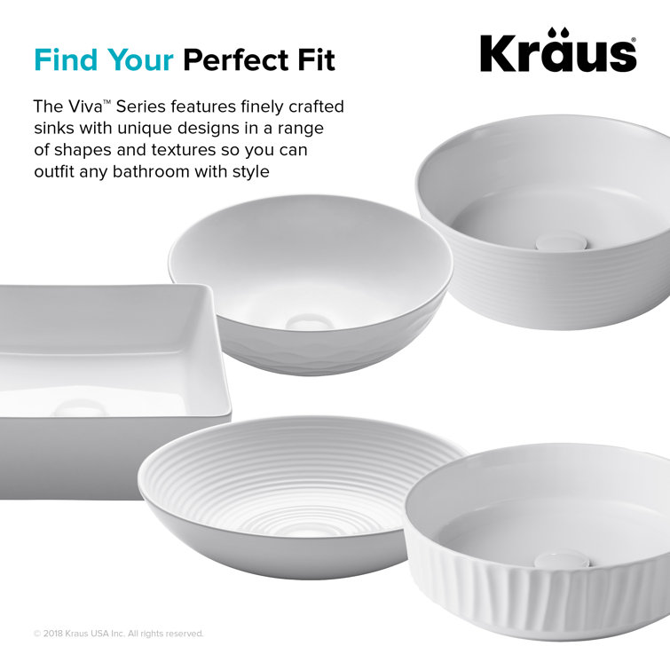 Viva 13" Round White Ceramic Vessel Bathroom Sink