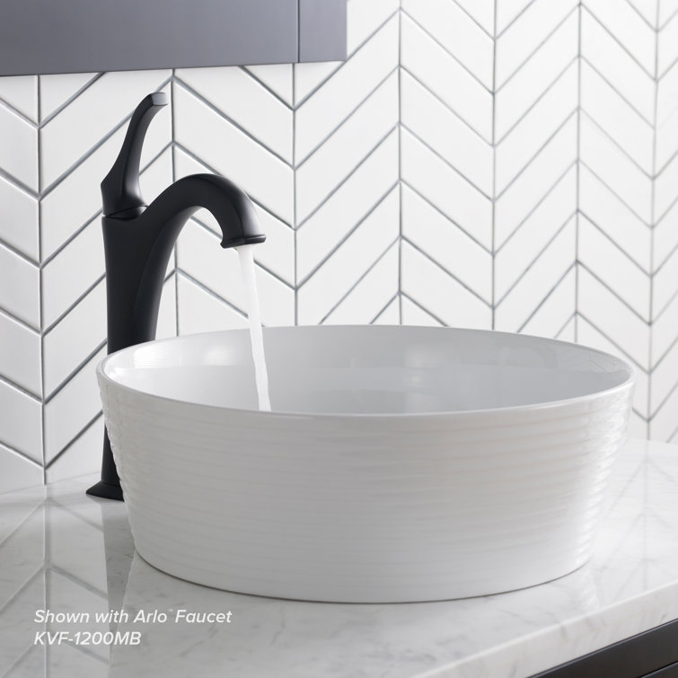 White Round Ceramic Vessel Bathroom Sink with Ultra-Slim Edges
