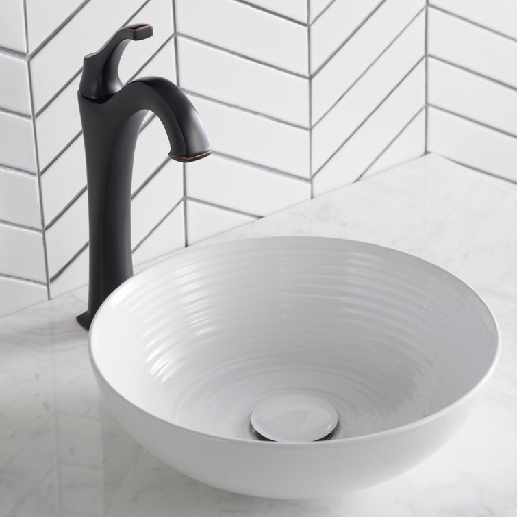 Viva 13" Round White Ceramic Vessel Bathroom Sink